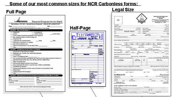 ncr common sizes, custom printing